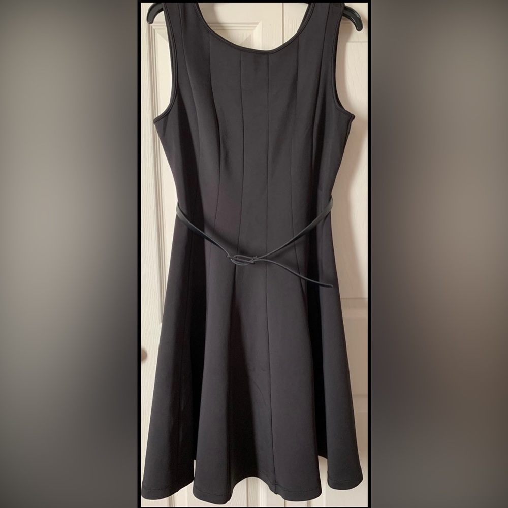 New York & Company Stretch Belted Dress, Color:Black, Size M, NEW!